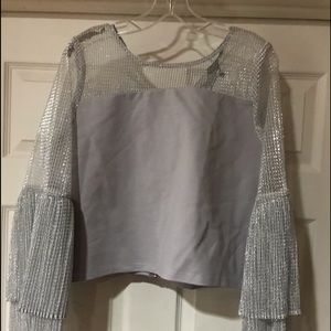 Gracia silver metallic Bell sleeve blouse